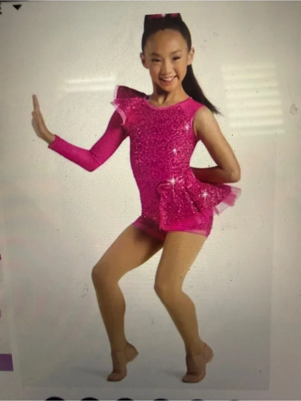 Weissman Hot Pink Sequin One-Arm Dance Costume